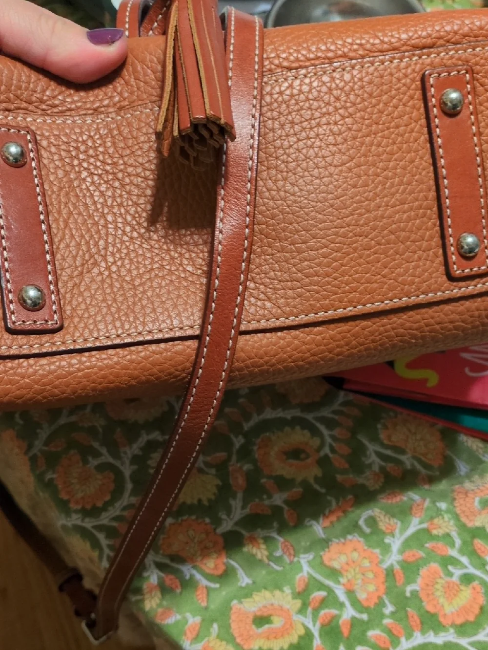 Dooney & Bourke Pebbled Leather Purse in Saddle/Tan - Picture 8 of 8